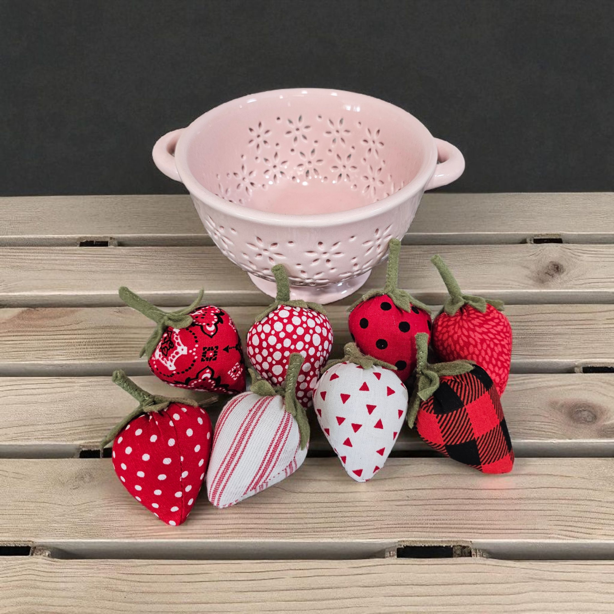 Strawberries in Pink Colander