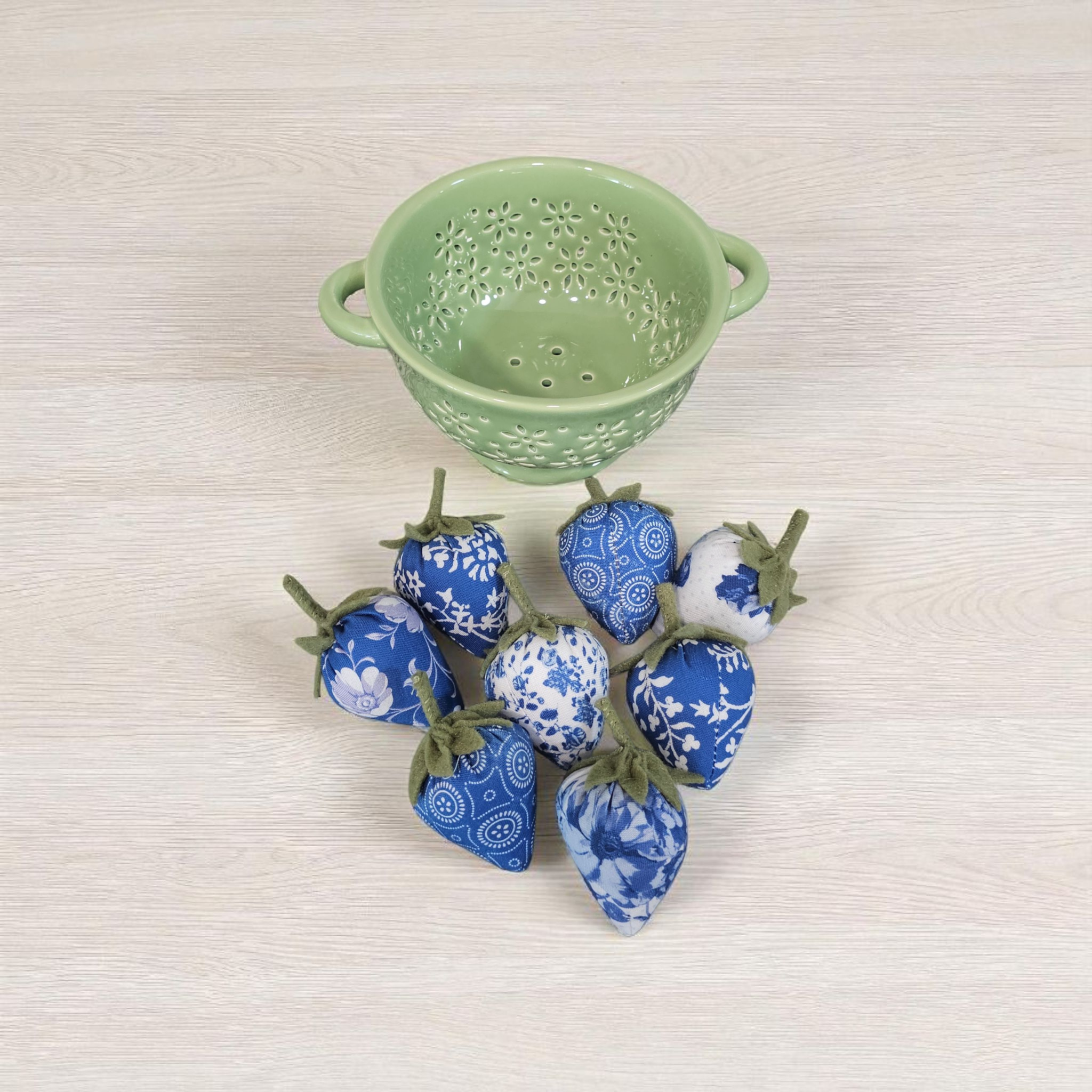 Strawberries in Green Colander