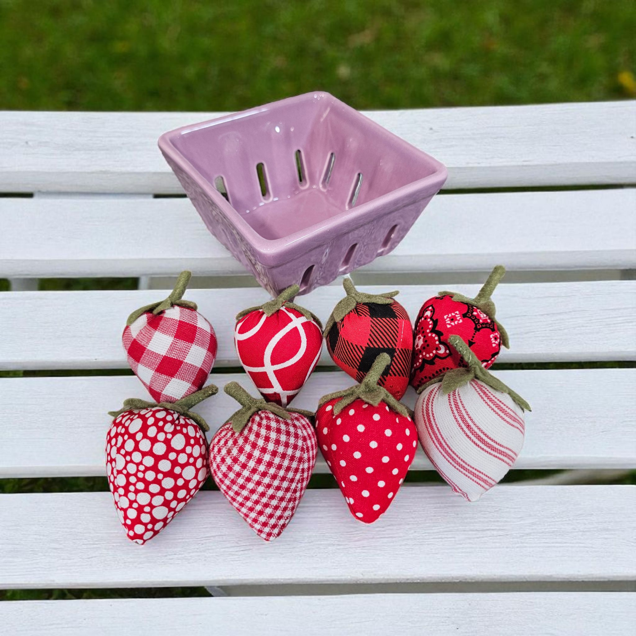 Strawberries in Lavender Ceramic Berry Basket