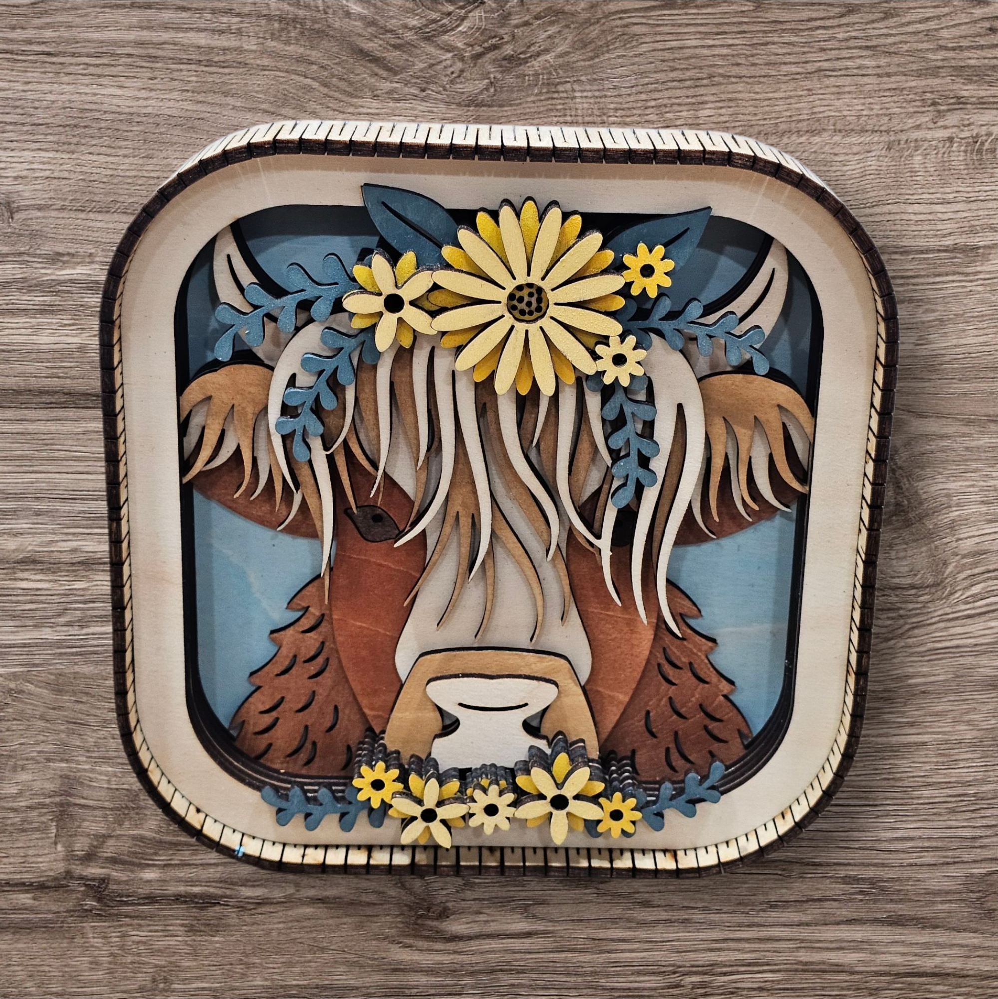Hyland Cow Shadow Box